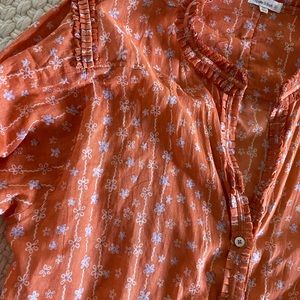 Poupette St Barths Orange Button Down Romper
